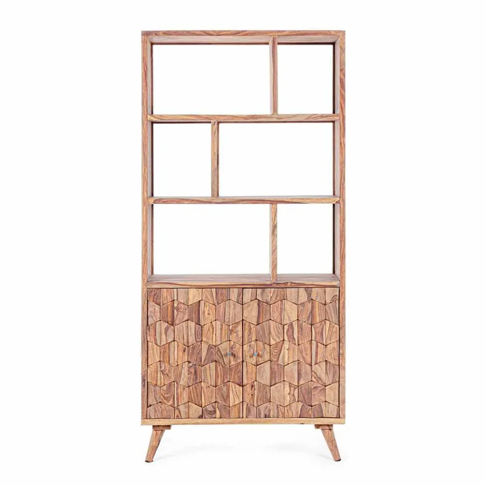 Estantería de suelo de diseño vintage en madera y acero Homemotion - Ventador viadurini