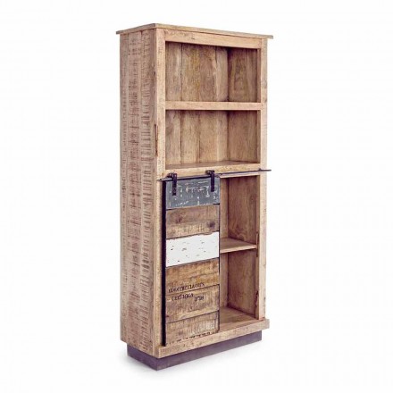 Librería de suelo Homemotion en madera de mango con inserciones de acero - Vidia viadurini