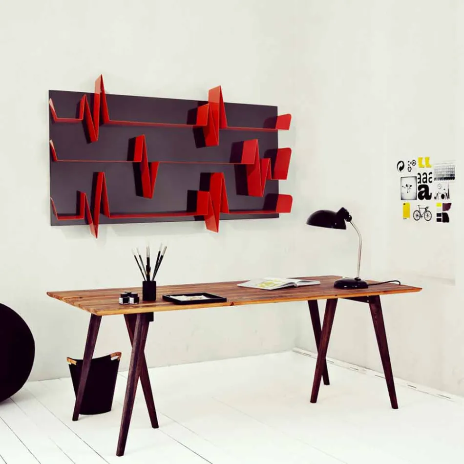 Biblioteca de diseño Battikuore 186x101 (3 estantes) Mabele viadurini