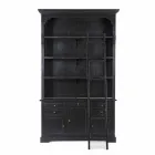 Librería de madera de diseño clásico con escalera decorativa Homemotion - Cedro viadurini