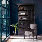 Librería de madera de diseño clásico con escalera decorativa Homemotion - Cedro viadurini