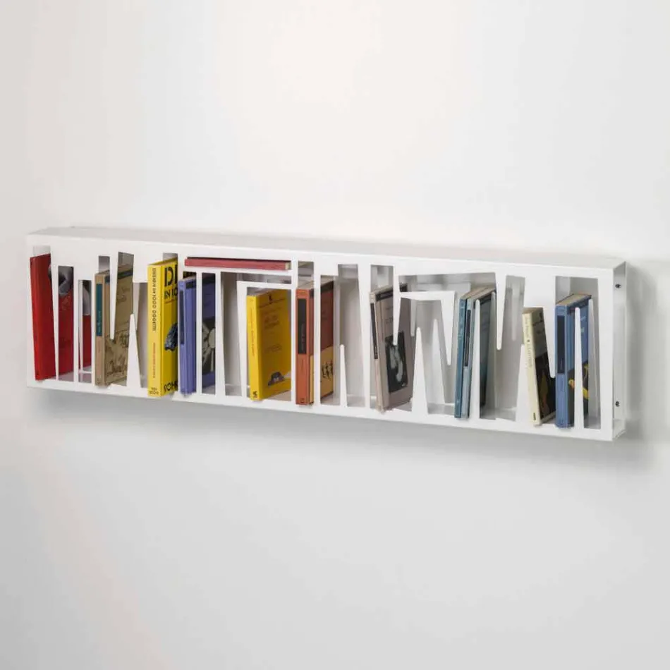 Librería de pared de diseño moderno en metal blanco Made in Italy - Bolivia viadurini