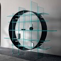 Librería circular independiente en vidrio extraclaro y negro cepillado - Marco