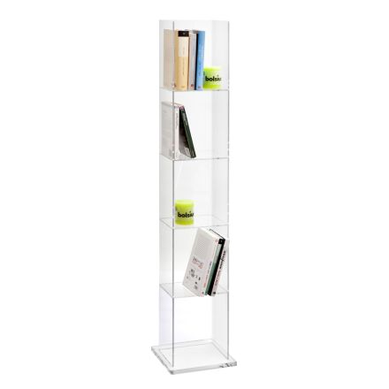 Librería de columna independiente en cristal acrílico transparente - Corrige viadurini