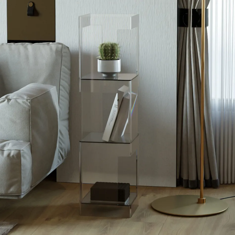 Librería independiente en cristal acrílico transparente o ahumado - Icaria viadurini