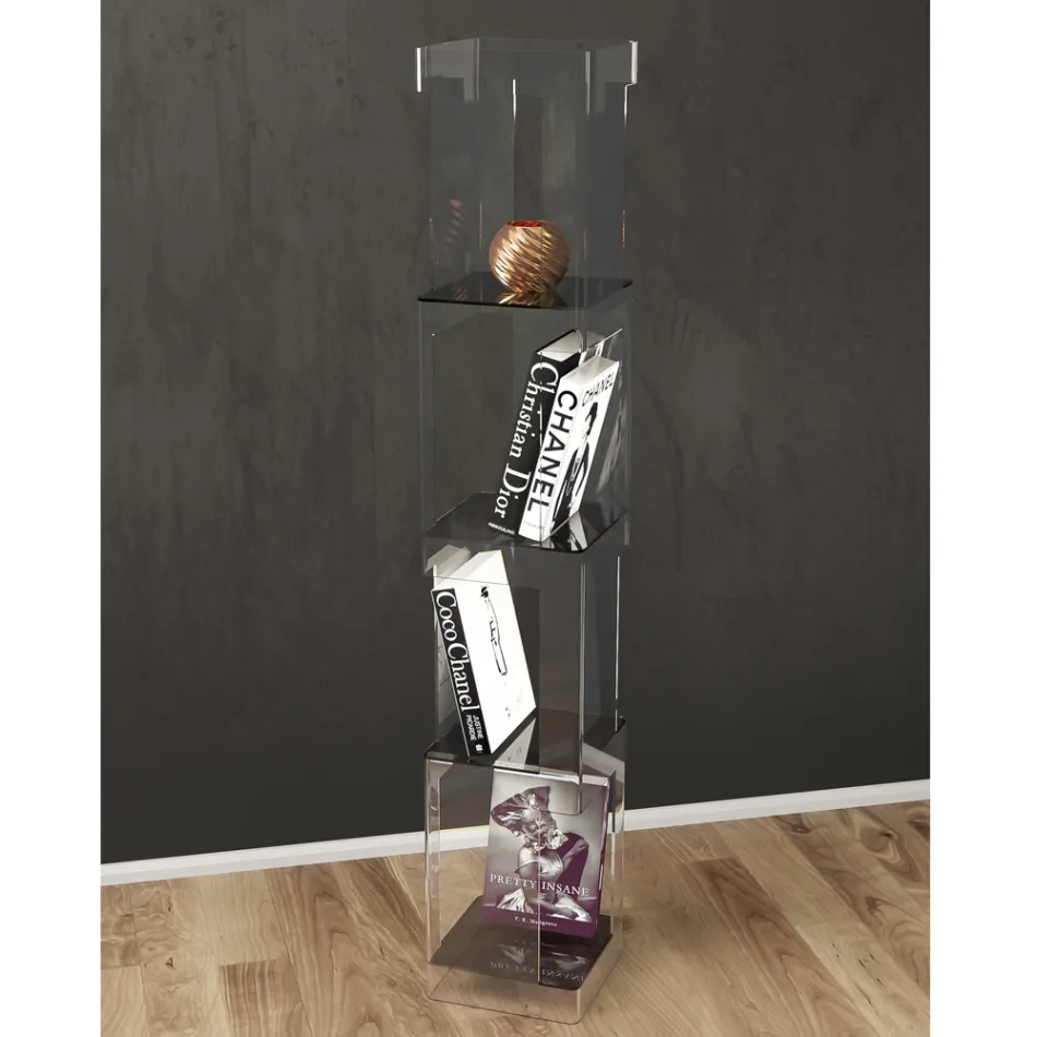 Librería independiente en cristal acrílico transparente o ahumado - Icaria viadurini