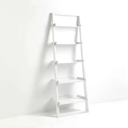 Librería de MDF lacado blanco mate con 5 estantes - Cadmio viadurini
