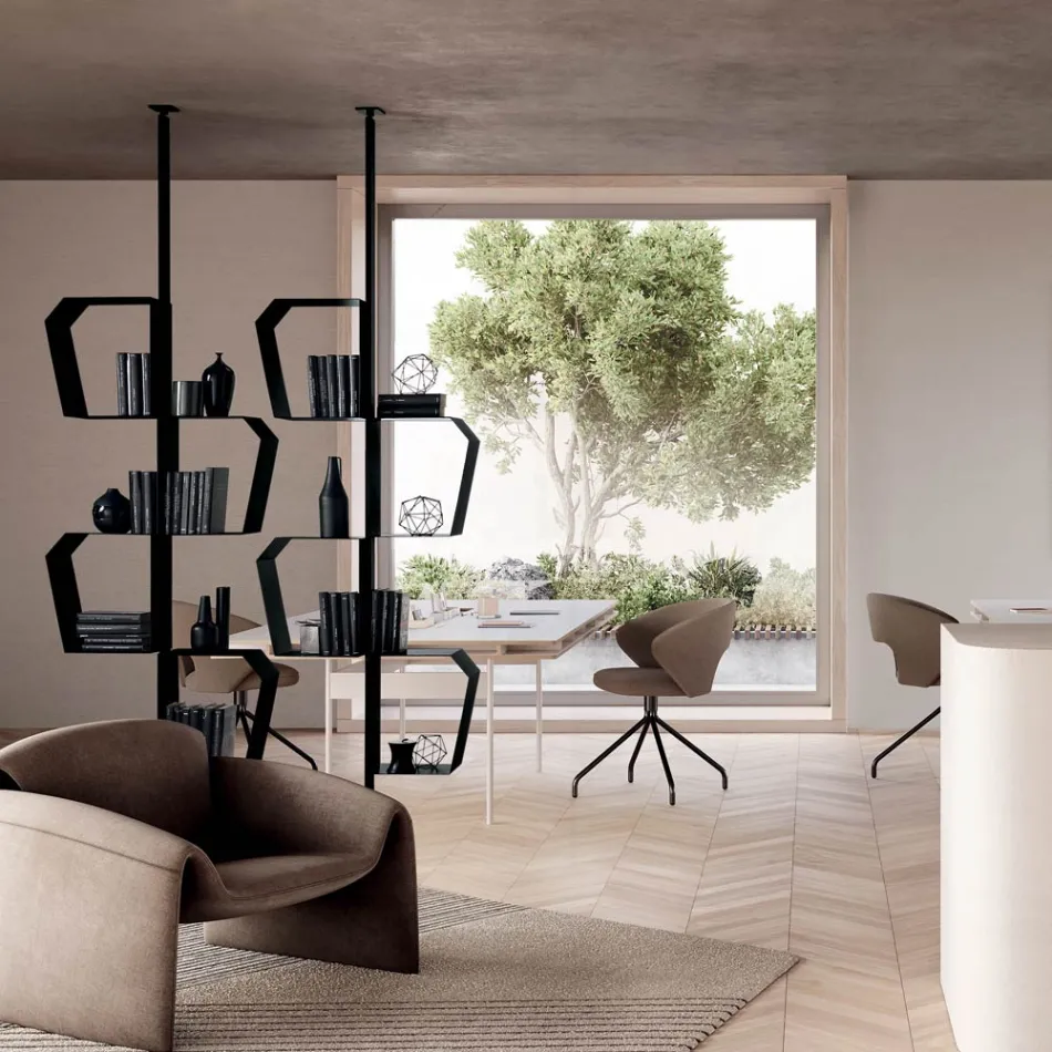 Librería de metal pintado con patas ajustables, fabricada en Italia - Fernanda viadurini