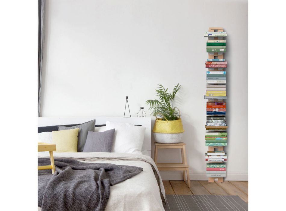 Librería moderna de suelo y pared Zia Ortensia, producto de diseño italiano viadurini