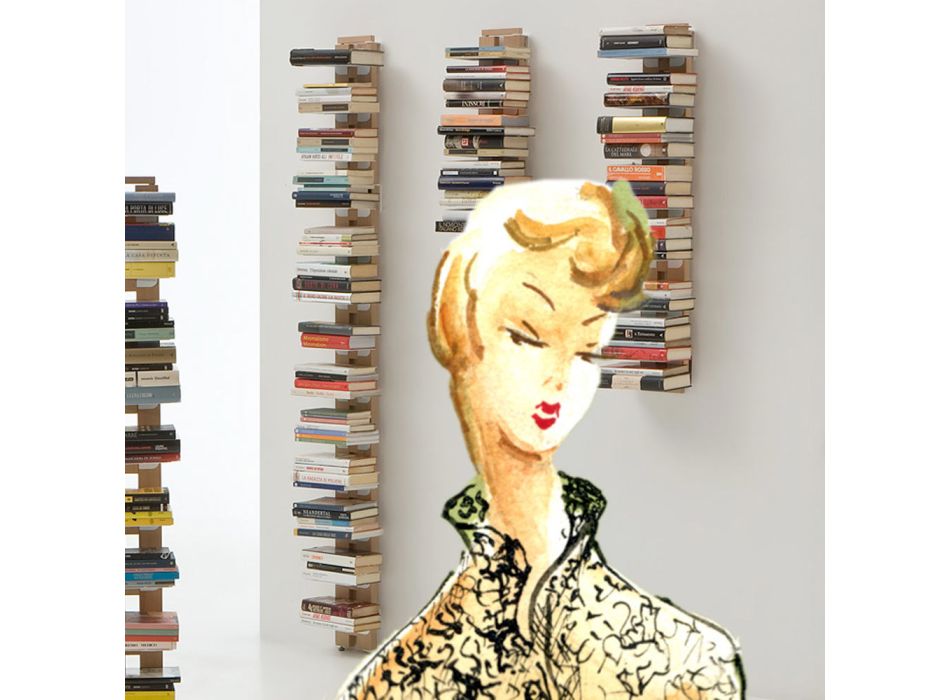 Librería moderna de suelo y pared Zia Ortensia, producto de diseño italiano viadurini