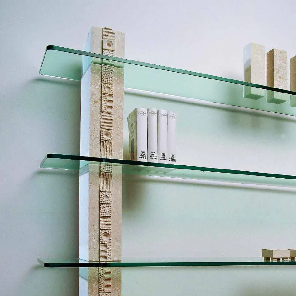 estantería modular de piedra y cristal diseño moderno Galeno viadurini