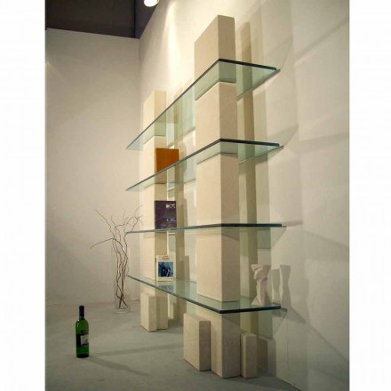 estantería modular de piedra y vidrio moderno diseño Poplia viadurini