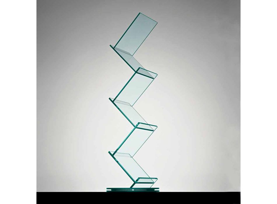 Librería vertical de vidrio transparente para salón independiente - Brugo viadurini