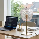 Lámpara de mesa grande de cristal veneciano en varios colores, fabricada en Italia - Elisia viadurini