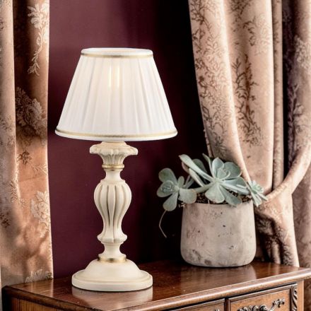 Lámpara de madera con pantalla, fabricada en Italia - Milán viadurini