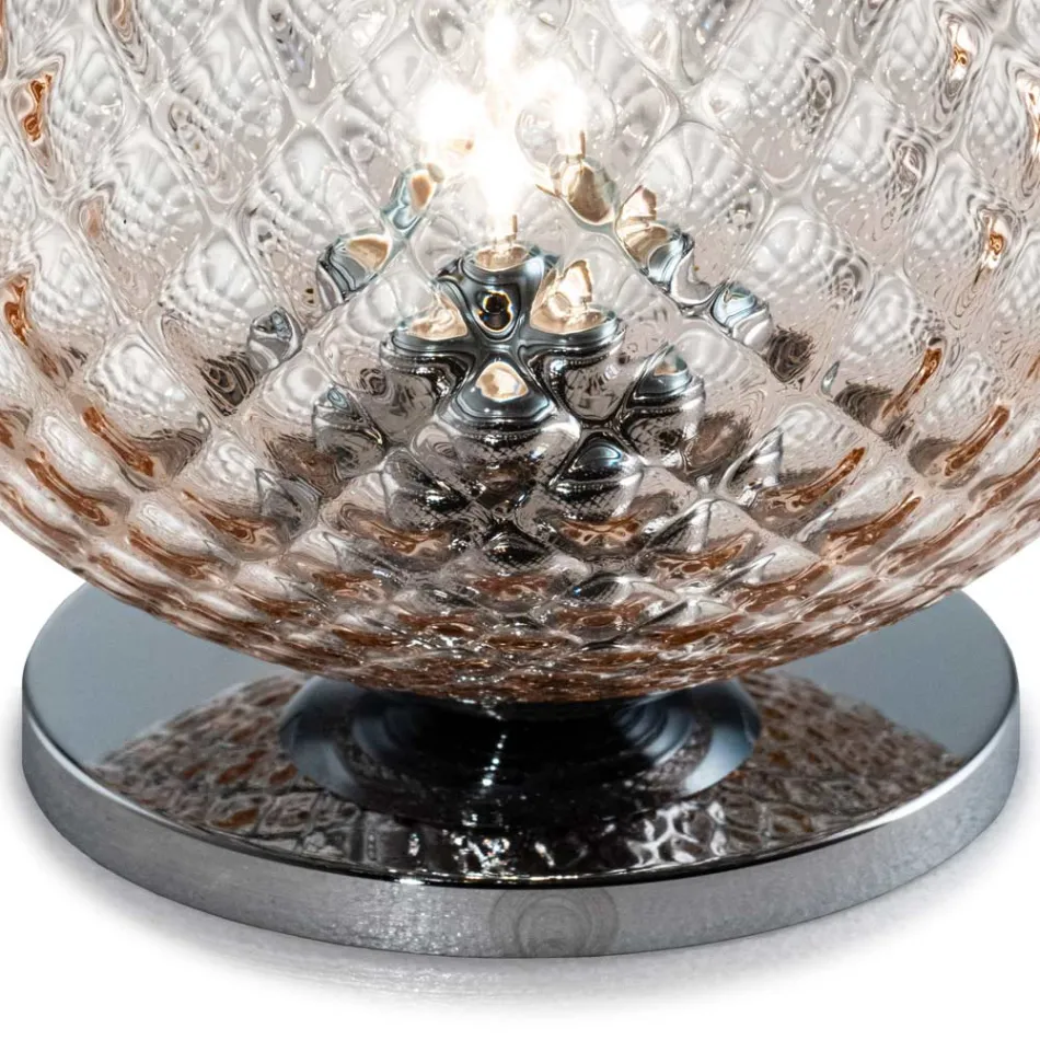 Lámpara de mesa pequeña de cristal soplado a mano, fabricada en Italia - Elisia  viadurini