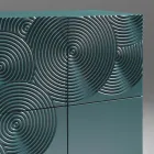 Aparador de 5 puertas en MDF lacado con decoración grabada y acabada a mano - Cangrejo viadurini