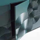 Aparador de 5 puertas en MDF lacado con decoración grabada y acabada a mano - Cangrejo viadurini