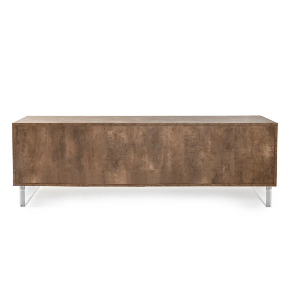 Aparador con 2 Puertas y 2 Compartimentos Laterales Abiertos en Melamina Made in Italy - Mouse viadurini