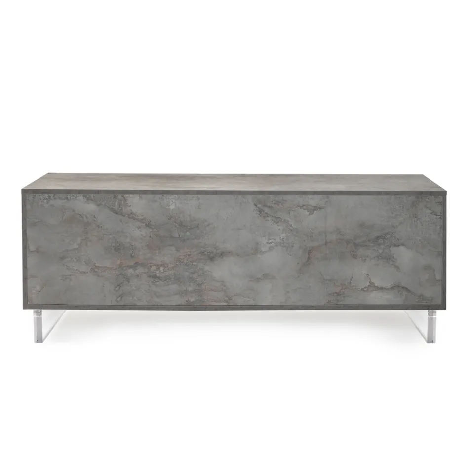 Aparador con 2 Puertas y 2 Compartimentos Laterales Abiertos en Melamina Made in Italy - Mouse viadurini