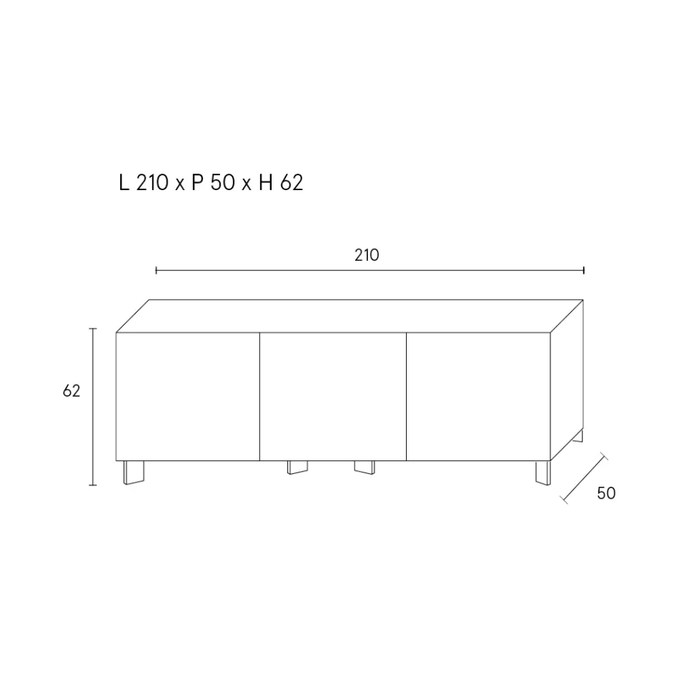 Aparador de 3 puertas en aglomerado de madera pintada - Ariete viadurini