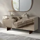 Aparador con 3 puertas de MDF lacado revestidas de cristal de espejo - Diletta viadurini