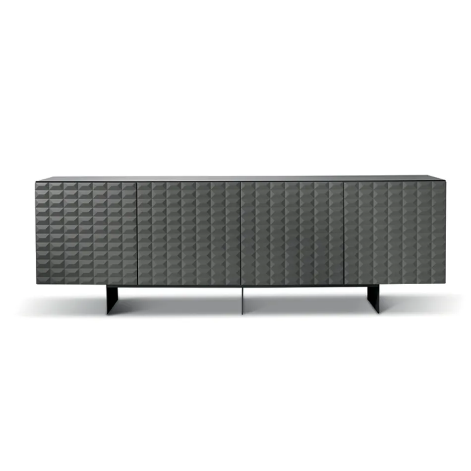 Aparador con 4 puertas de MDF revestido de PVC lacado. Fabricado en Italia - Dorotea viadurini