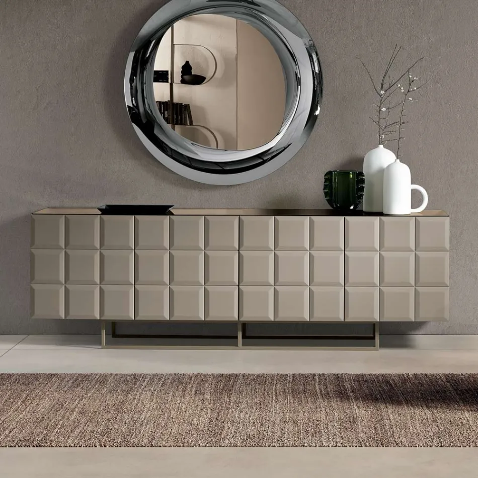 Aparador de interior con 4 puertas a cuadros, fabricado en Italia - Elisabetta viadurini