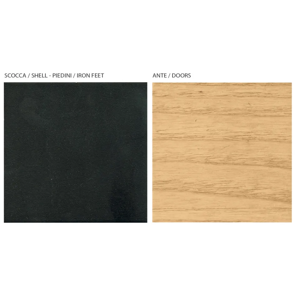 Aparador de salón con 4 puertas en acabado fresno natural Made in Italy - Melek viadurini