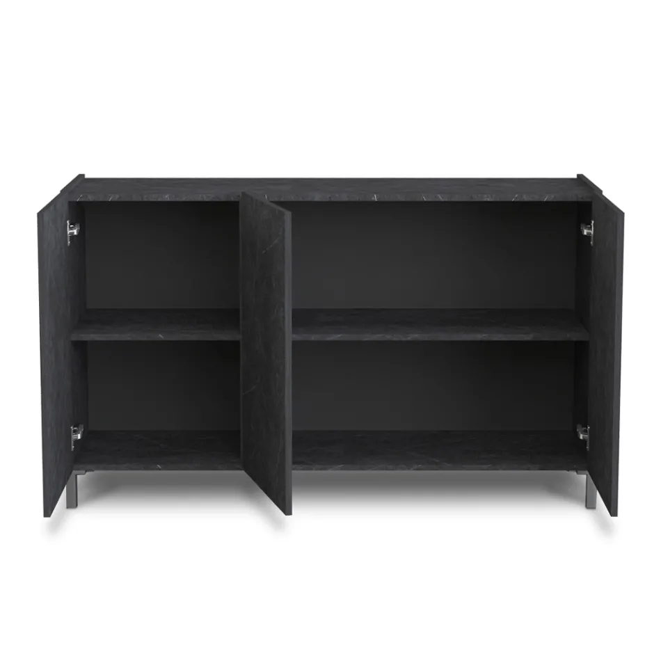 Aparador de Salón Revestido en Melamina Acabado Mármol Made in Italy - Zinc viadurini