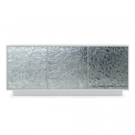 Aparador de salón en madera lacada mate y vidrio Made in Italy - Fiorenza viadurini