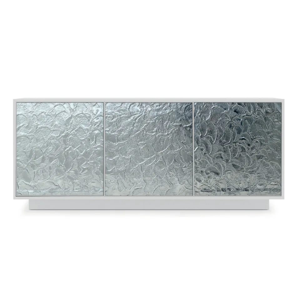 Aparador de salón en madera lacada mate y vidrio Made in Italy - Fiorenza viadurini