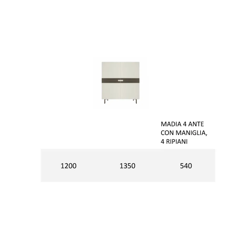 Aparador de salón en Mdf y soporte de 4 patas Made in Italy - Teresina viadurini