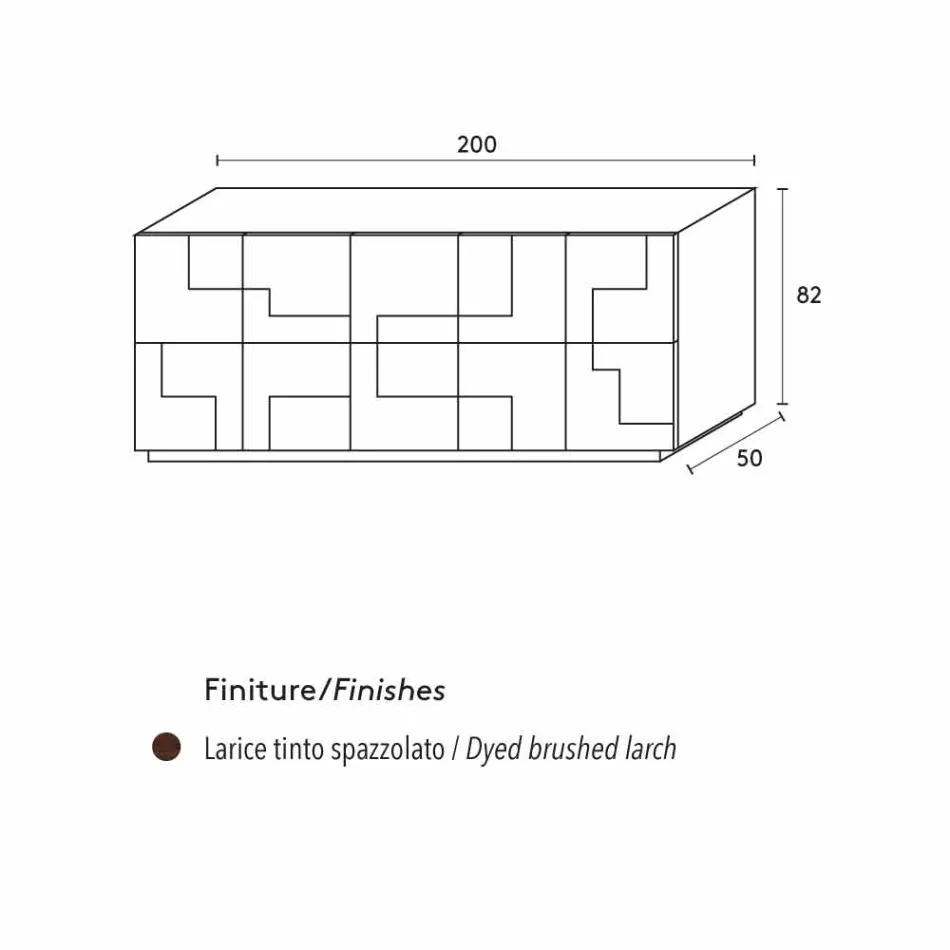 diseño aparador de madera de alerce cepillado de calor tratada Azalea viadurini