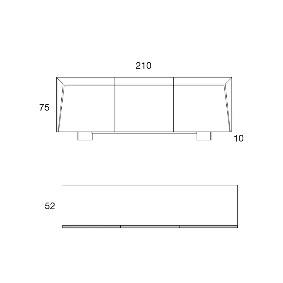 Aparador de madera de 3 puertas con borde inclinado y tablero de cerámica - Mondolfo viadurini