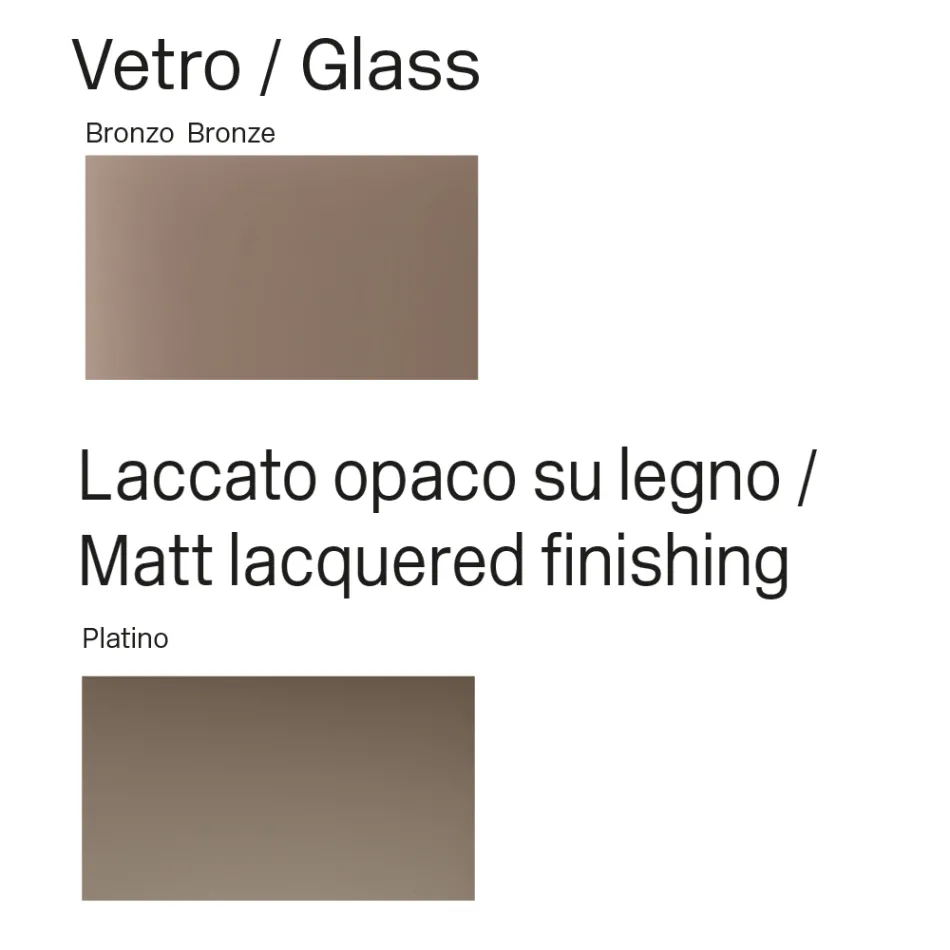 Aparador curvo de madera lacada con puertas de cristal bronce. Fabricado en Italia - Lyra viadurini