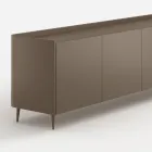 Aparador curvo de madera lacada en platino de diseño exclusivo, fabricado en Italia - Lyra viadurini