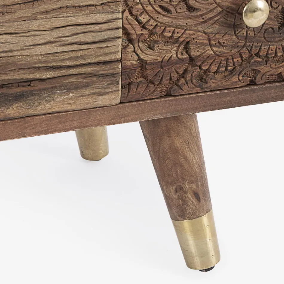 Aparador en Madera de Mango 2 Puertas 4 Cajones Estilo Étnico Homemotion - Auriel viadurini