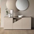 Aparador de pie de melamina con corte diagonal, fabricado en Italia - Seta viadurini