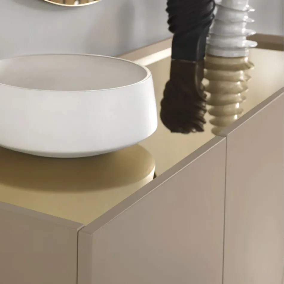 Madia en Melamina y Mdf con Inserciones Laminadas Made in Italy - Gordita viadurini