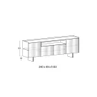 Aparador de cristal lacado en la parte posterior con perfil de madera maciza, fabricado en Italia - Lutea viadurini