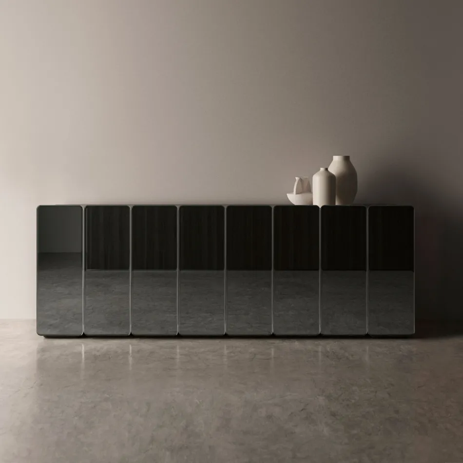 Aparador moderno de madera con espejo y diseño elegante, fabricado en Italia - Ester viadurini