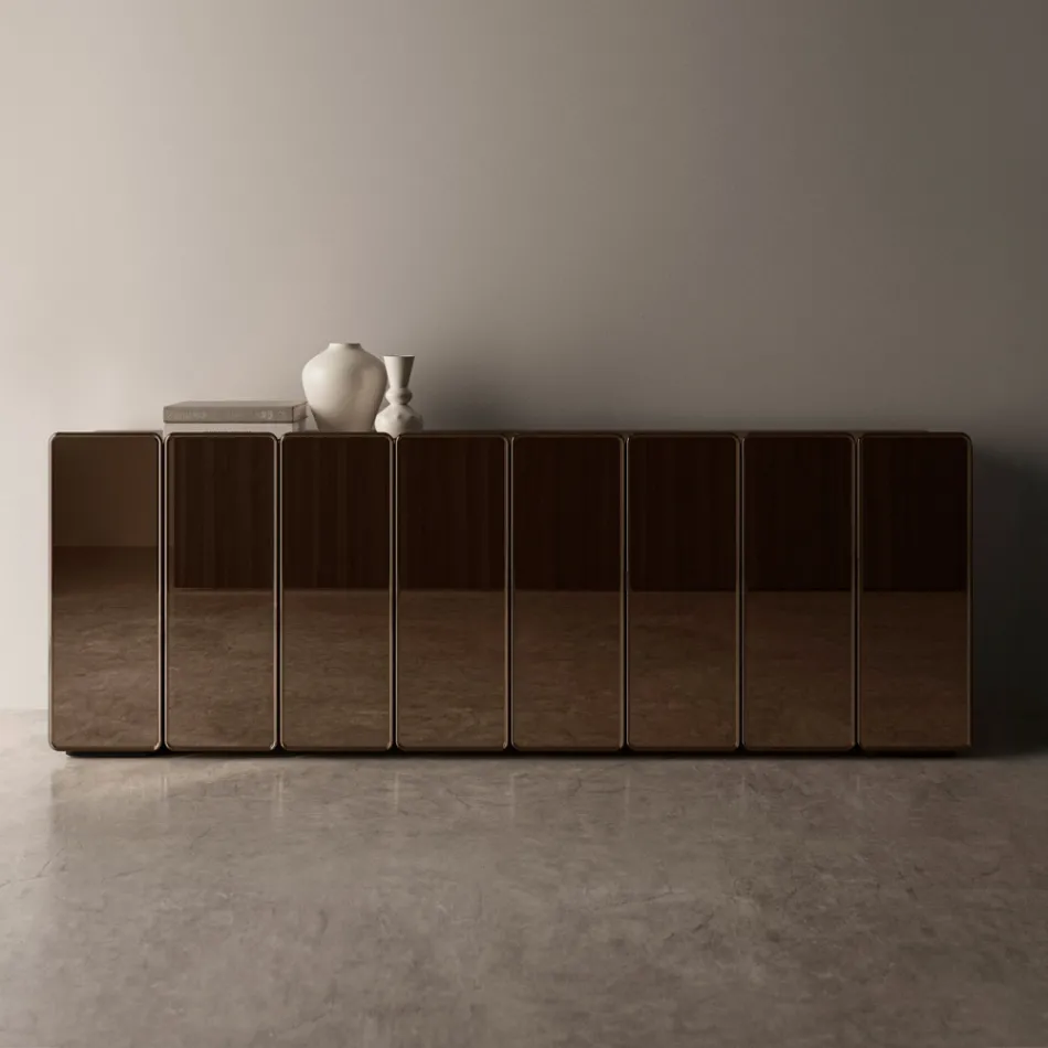 Aparador moderno de madera con espejo y diseño elegante, fabricado en Italia - Ester viadurini