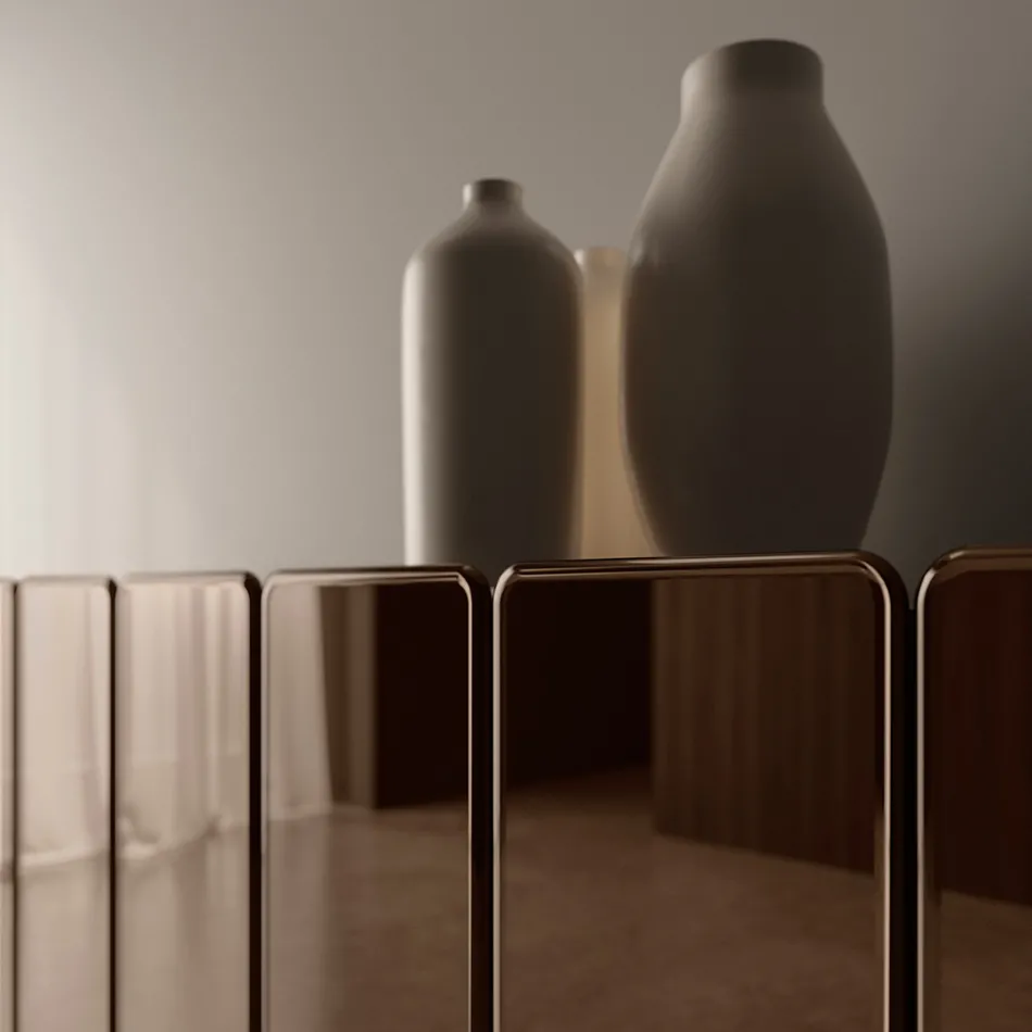 Aparador moderno de madera con espejo y diseño elegante, fabricado en Italia - Ester viadurini