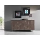 Aparador moderno con tres puertas en bronce o melamina gris Made in Italy - Clemente viadurini