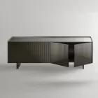 Aparador moderno con puertas batientes de cristal lacado en la parte posterior, fabricado en Italia - Lutea viadurini