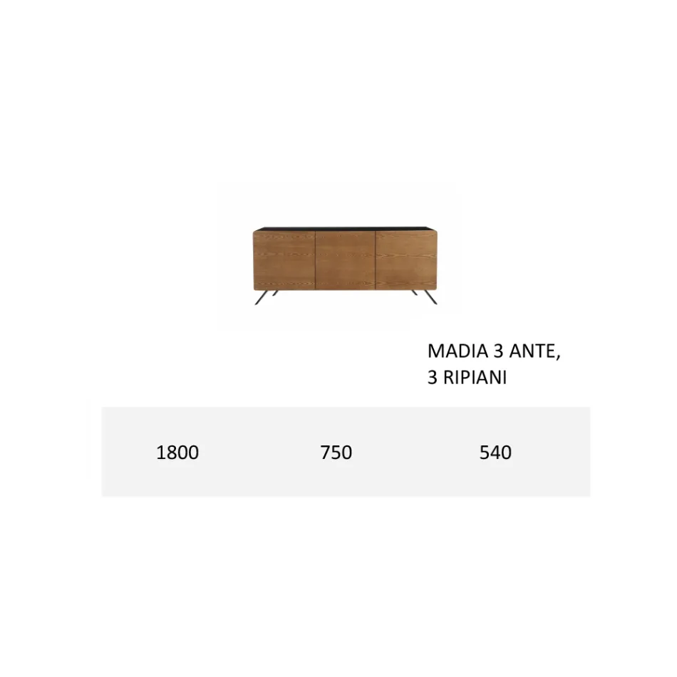 Aparador de Salón en Mdf y Madera Maciza 2 o 3 Puertas Made in Italy - Chamber viadurini