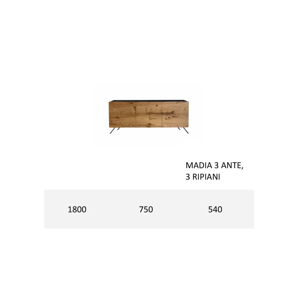 Aparador de Salón en Mdf y Madera Maciza 2 o 3 Puertas Made in Italy - Chamber viadurini
