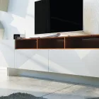 Aparador de salón en mdf gris con caja de roble Made in Italy - Giuditte viadurini