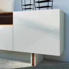 Aparador de salón en mdf gris con caja de roble Made in Italy - Giuditte viadurini